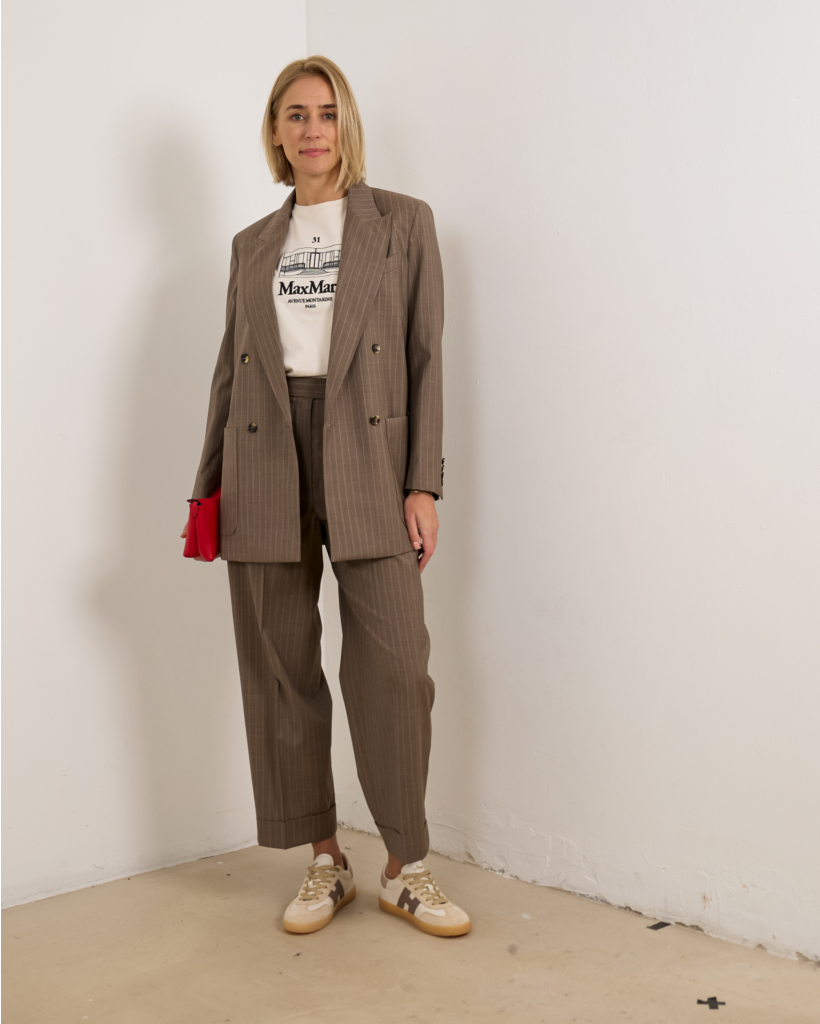 Pinstripe wol trousers Hazelnut brown