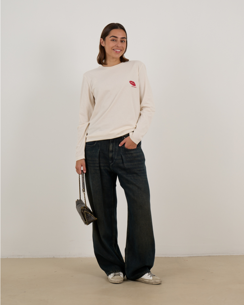 Rodayna Geplooide Wide-Leg Jeans Donker Blauw