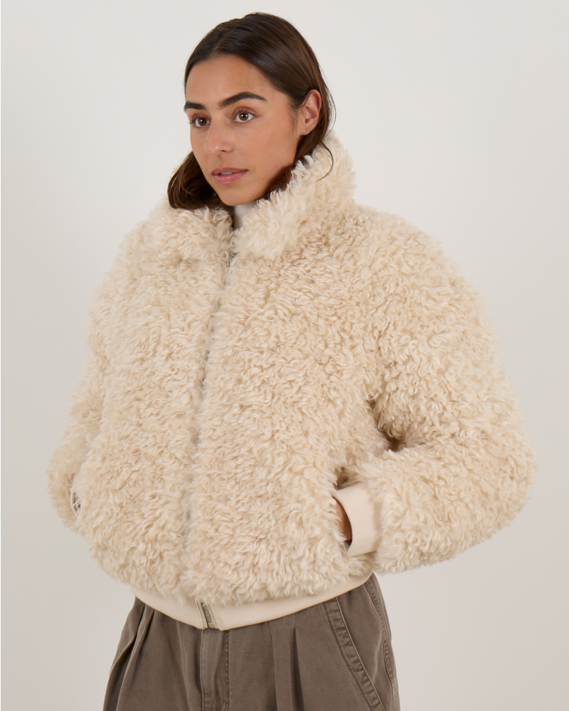 Tayma Faux Fur Teddy Jas Ecru