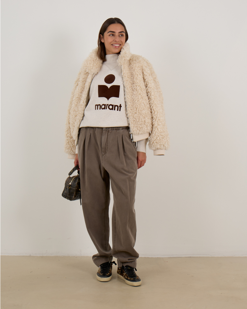 Neriah Geplooide Broek met Elastische Band Brons Bruin