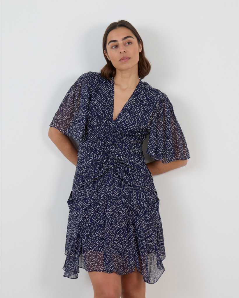 Vivienne Jurk Met Print Korte Mouw Marine
