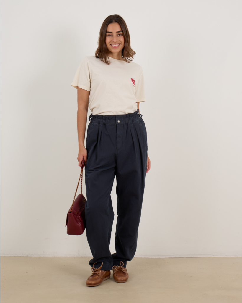 Katoenen T-Shirt Lipstick Detail Off-white