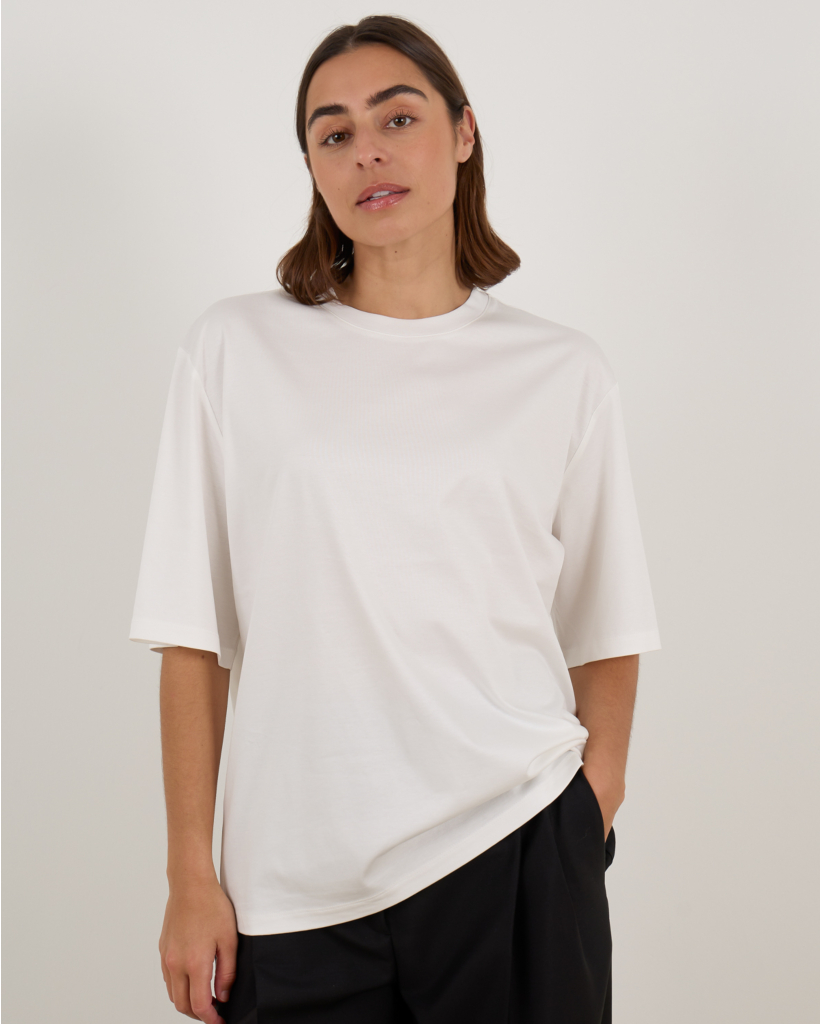 Oversized Katoen Zijde T-shirt Wit