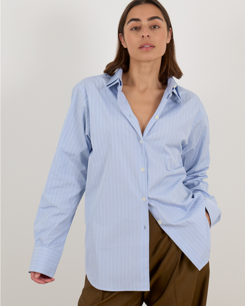 DBL Collar Shirt Blouse Gestreept Licht Blauw