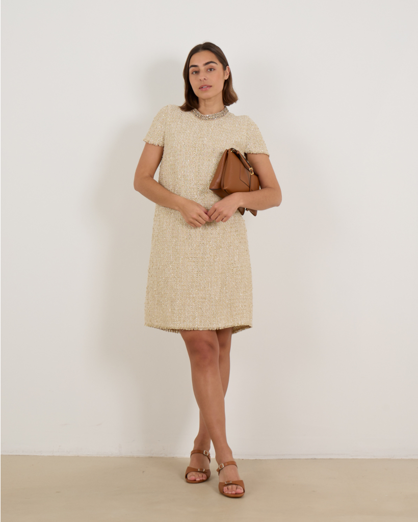 Tweed Jurk Beige 