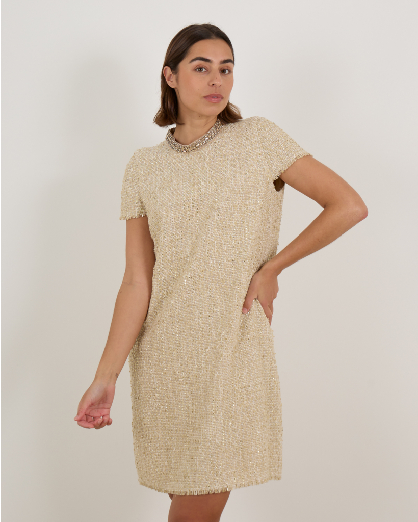 Tweed Jurk Beige 