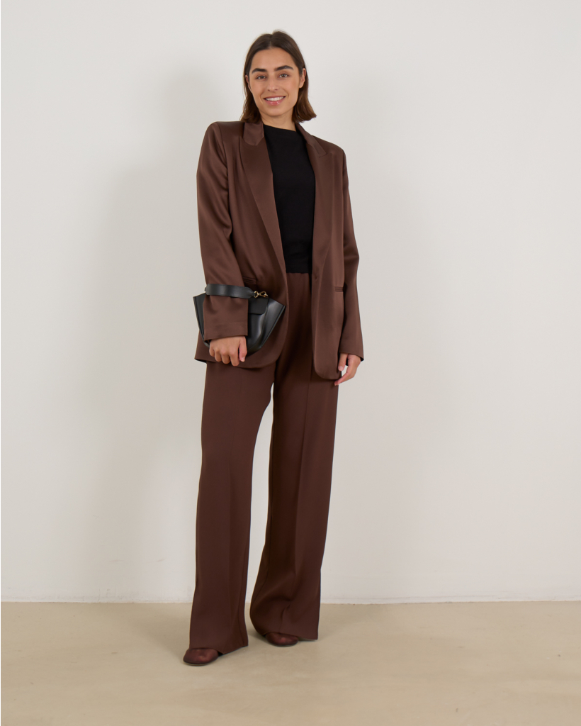 Glanzende Pantalon Chocolate