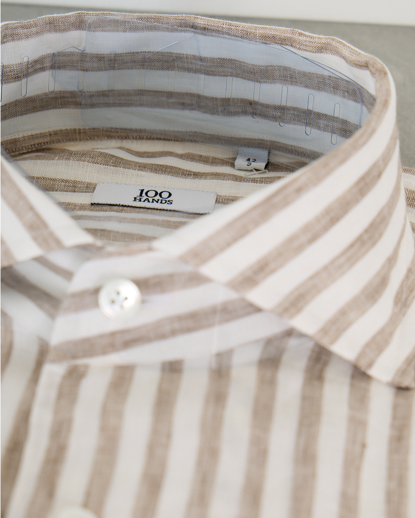 Casual Shirt Lange Mouw Gestreept Beige