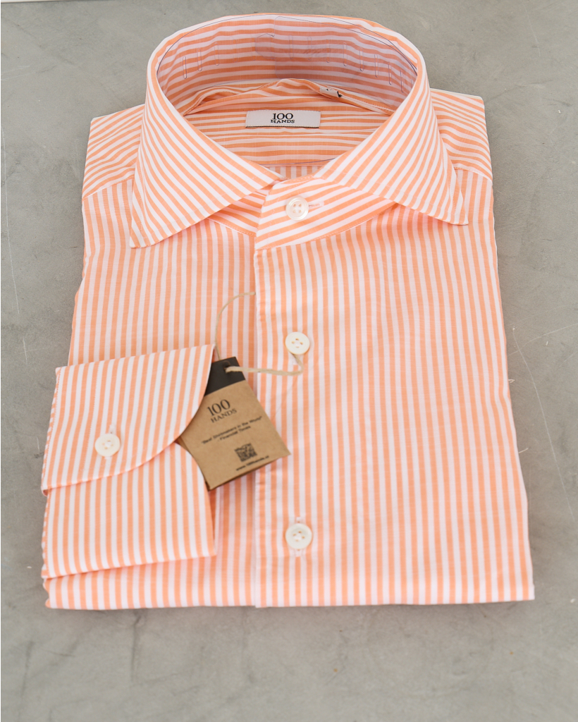 Casual Shirt Lange Mouw Gestreept Oranje 
