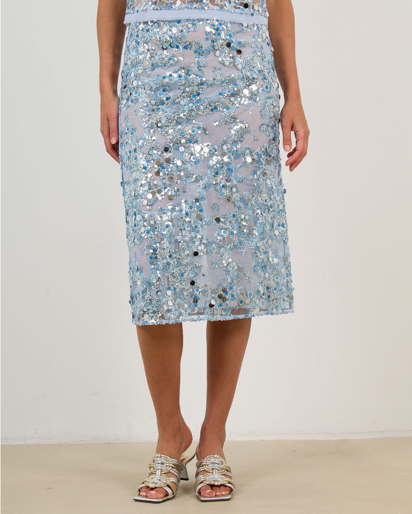 Shania Mesh Rok met Pailletten Kentucky Blue