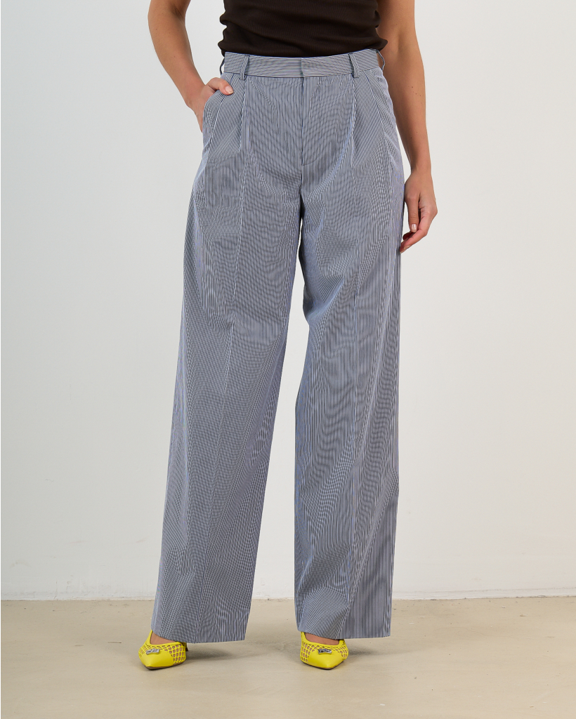 Margate Gestreepte Pantalon Wit Navy