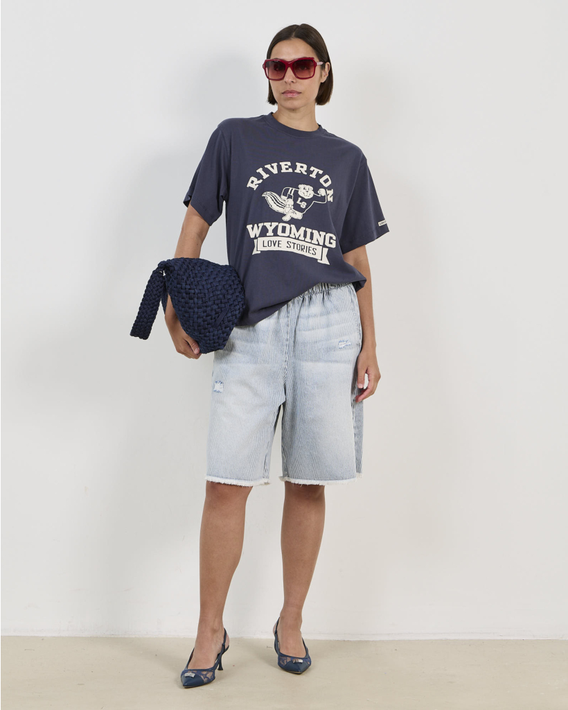 Josie Oversized T-shirt met Print Donkerblauw