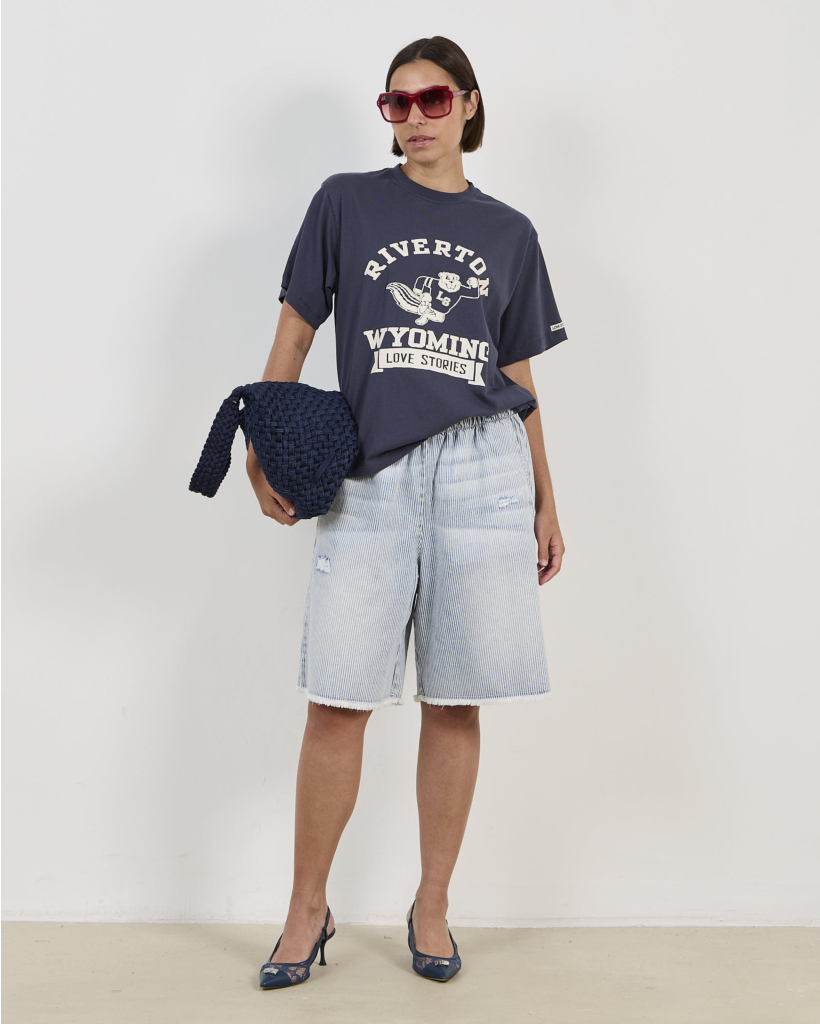 Peyton Gestreepte Denim Bermuda Indigo