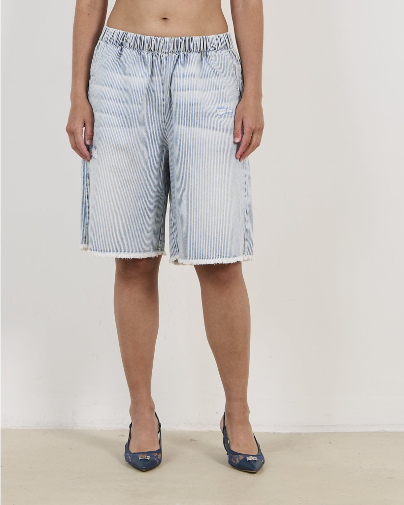 Peyton Gestreepte Denim Bermuda Indigo