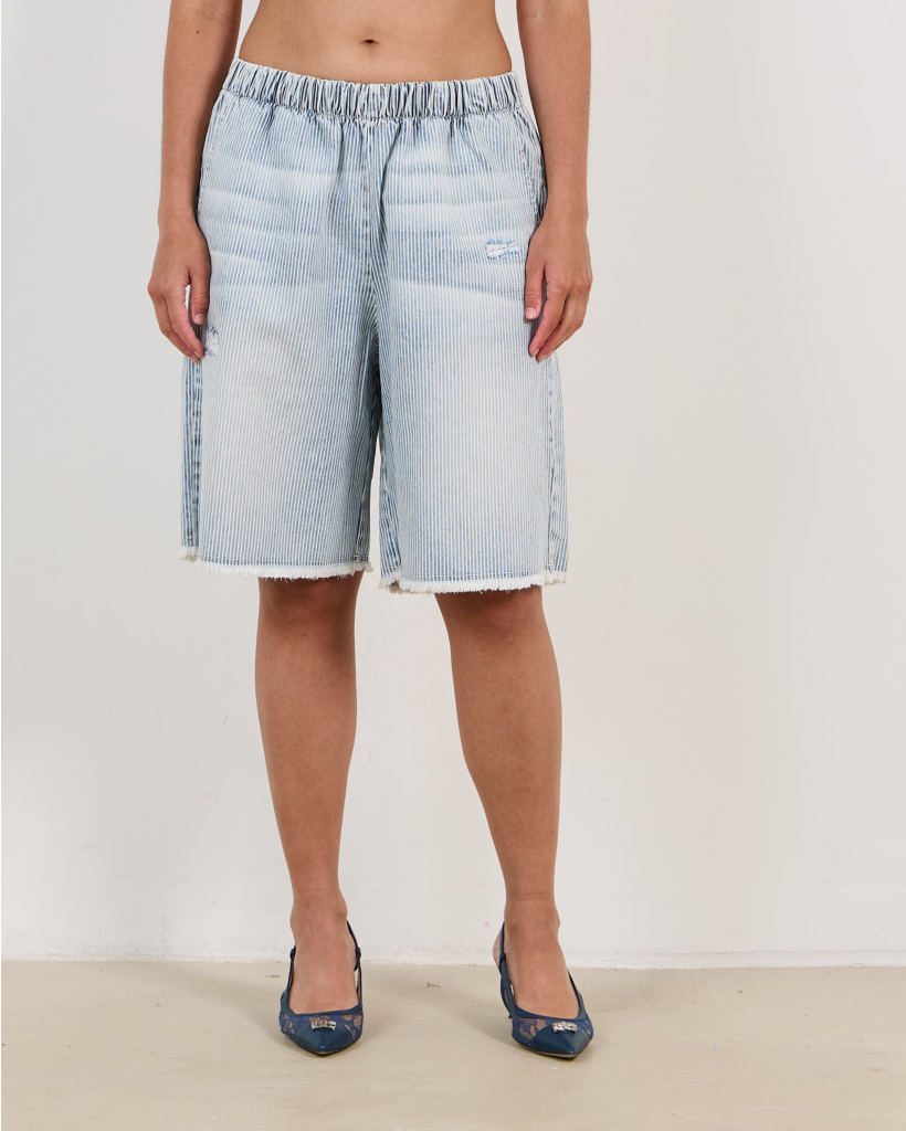 Peyton Gestreepte Denim Bermuda Indigo