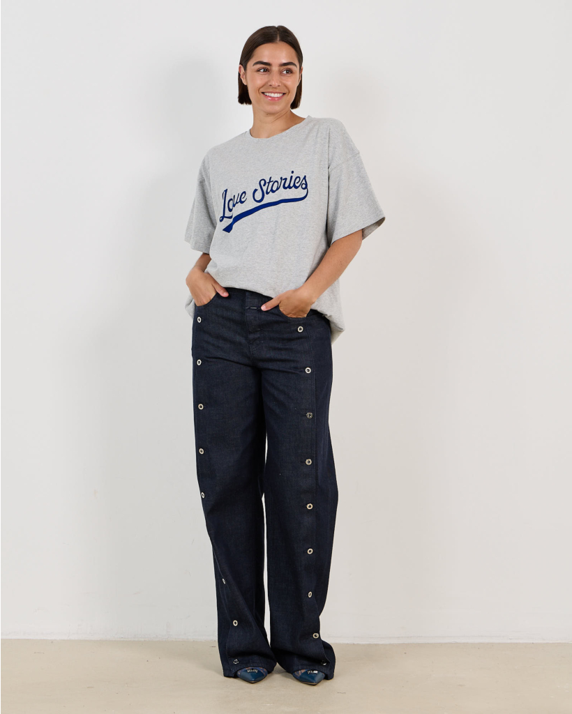 Alba Boxy Tee met Print Grijs