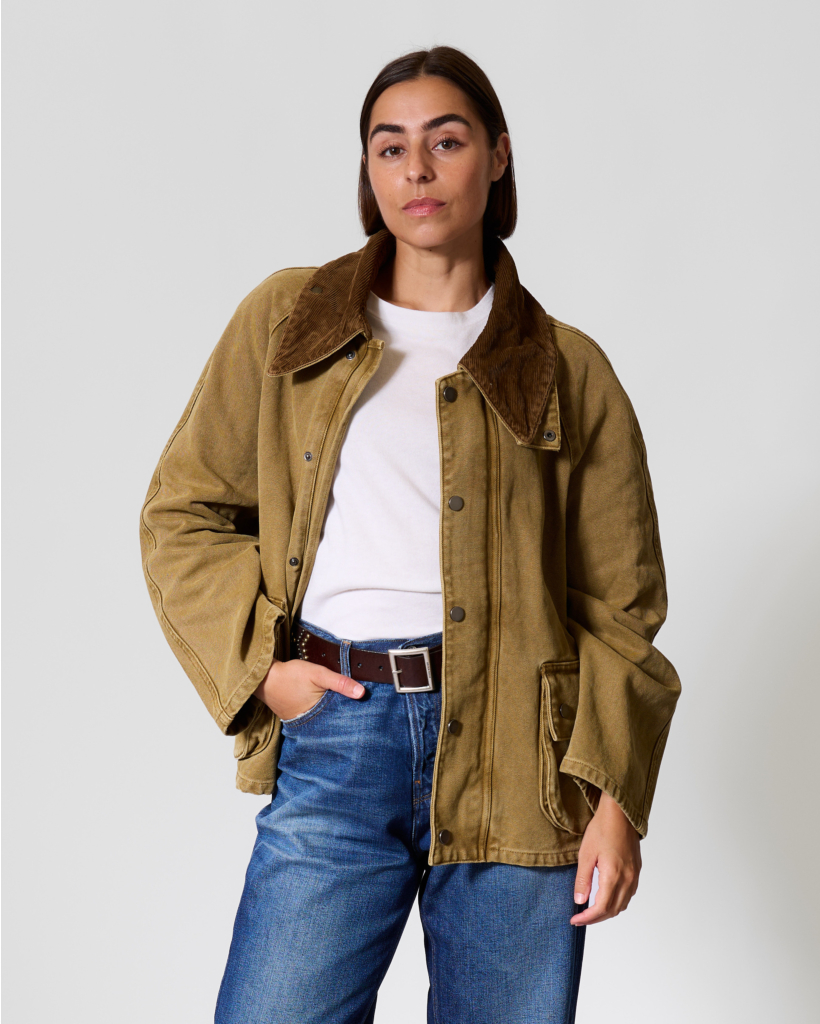 Oversized Jack met Corduroy Kraag Khaki