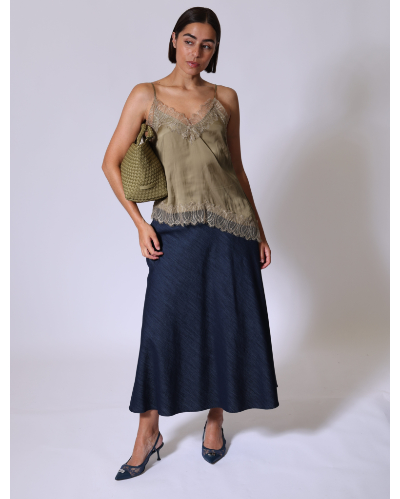Satijnen Lingerielook Top Salie