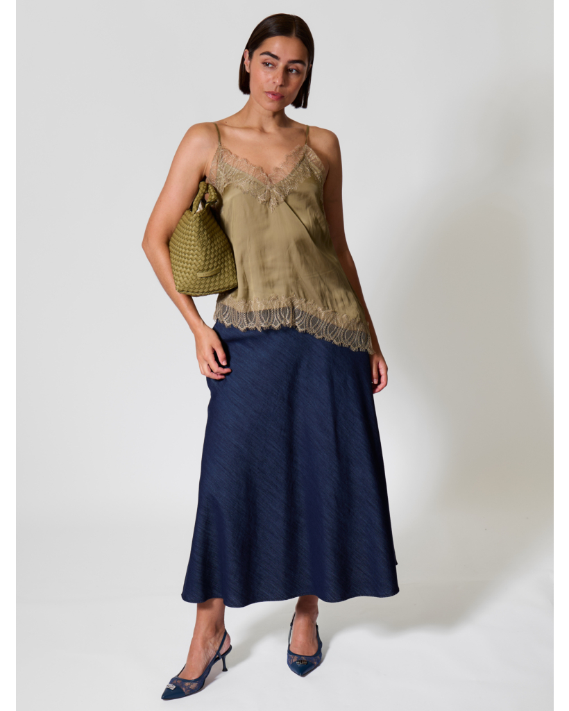  A-lijn Midi Rok Denim Blauw