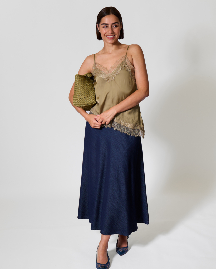Satijnen Lingerielook Top Salie