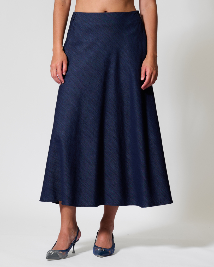  A-lijn Midi Rok Denim Blauw