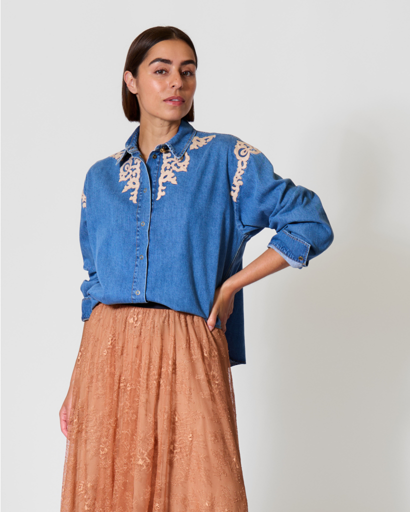 My Shirt Denim Blouse met Print Celeste