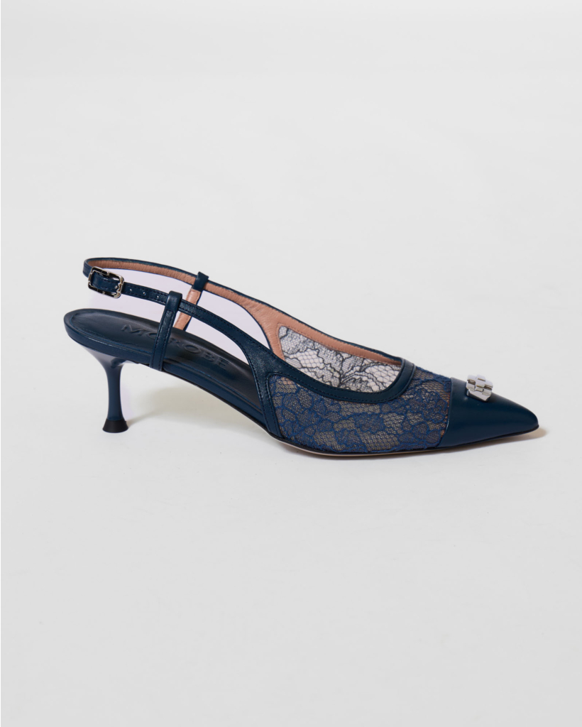 Delilah Slingback Hak Dentelle Navy