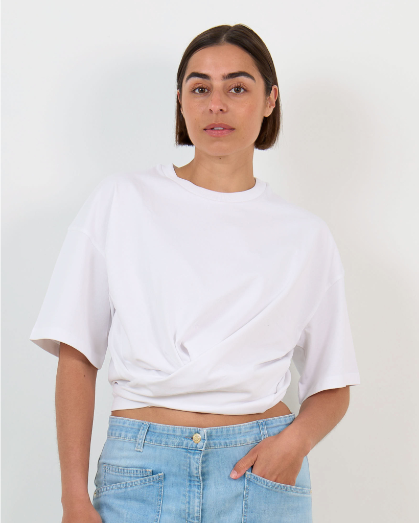 Nantes T-shirt met Knoopdetail Wit
