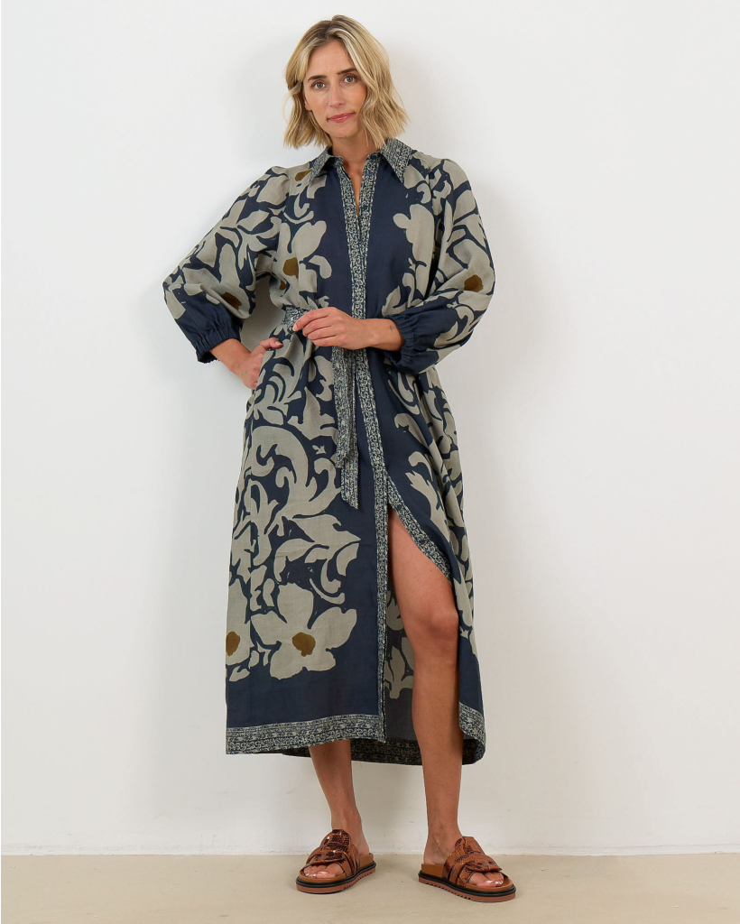 Lange Jurk met Bloemenprint Tinted Blue