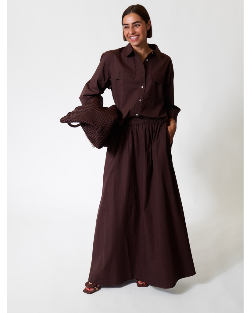 Kilt Maxi Poplin Rok Chocolate