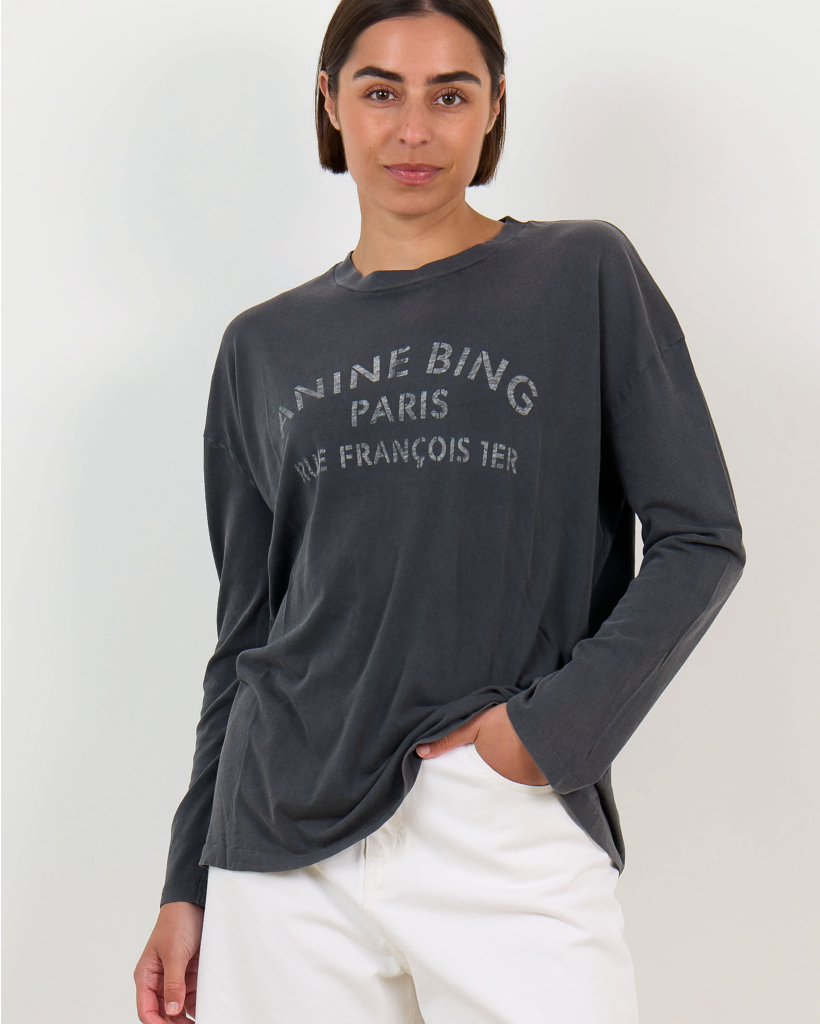 Ivan Longsleeve met Print Washed Black