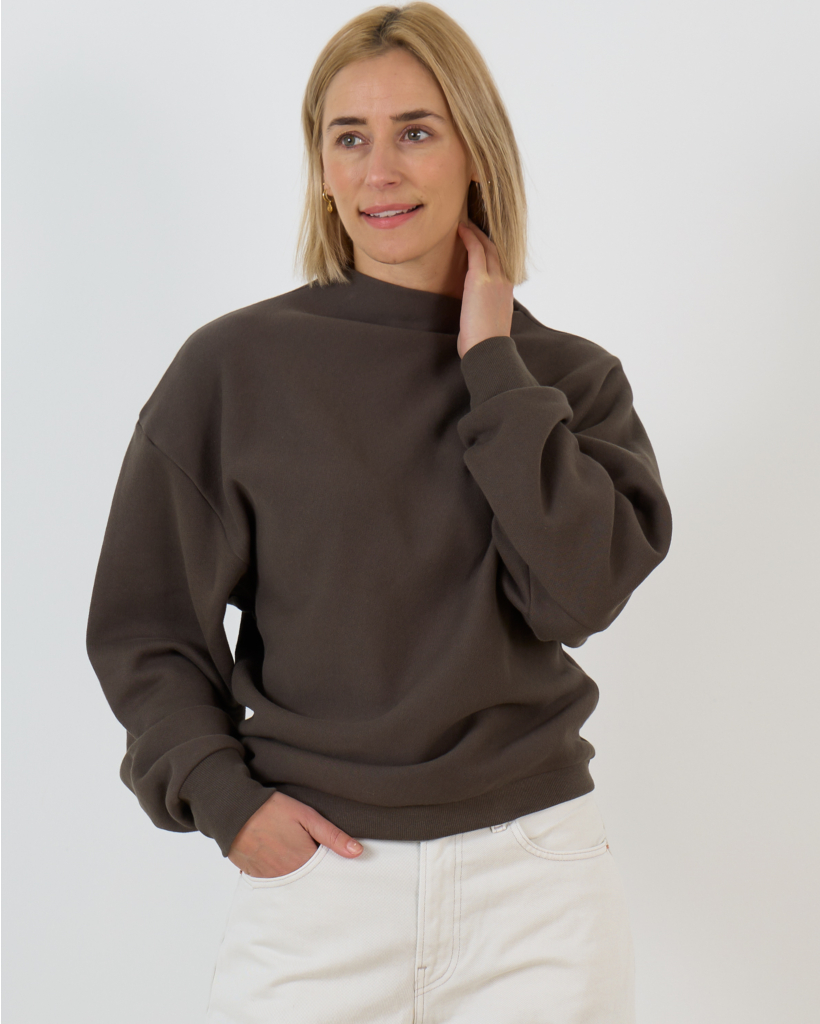 Draped Sweatshirt met Asymmetische Neklijn Bruin