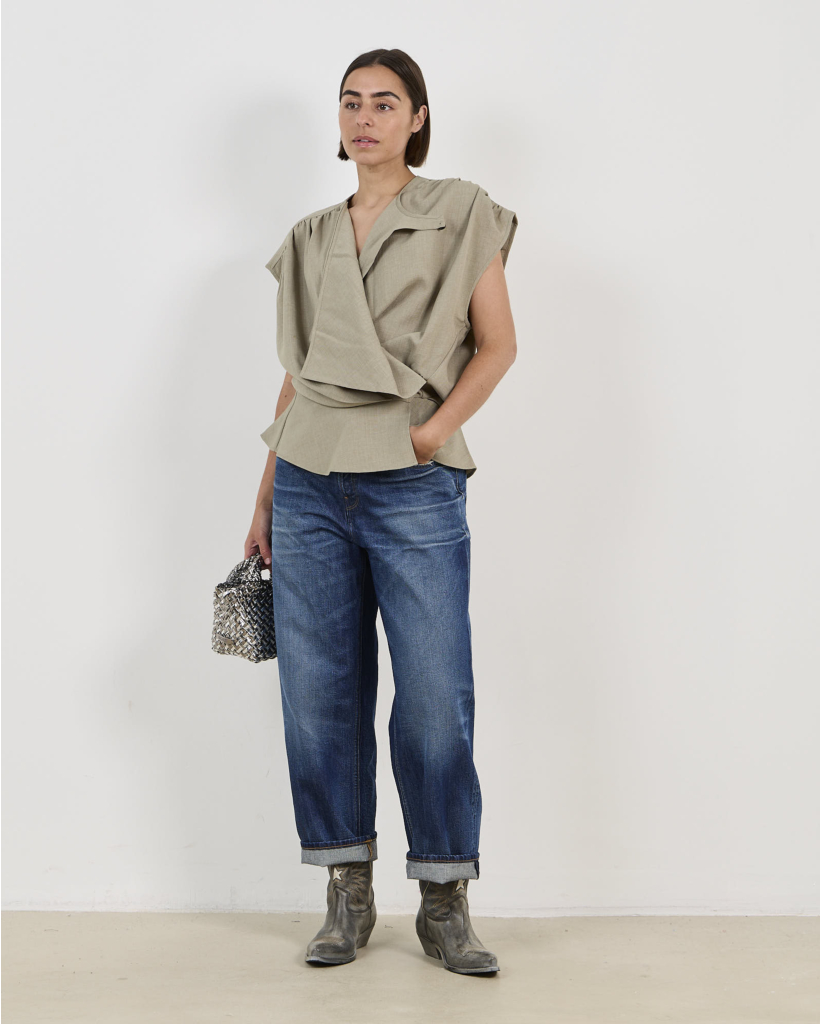 Scilla Draped Top Olijfgroen