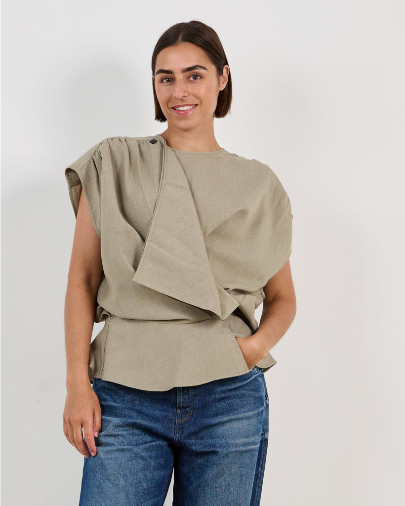 Scilla Draped Top Olijfgroen