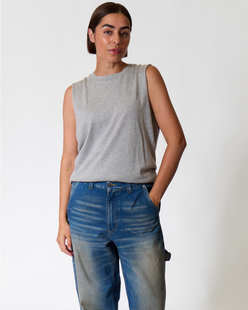 Muscle Kasjmiermix Mouwloze Knit Grijs