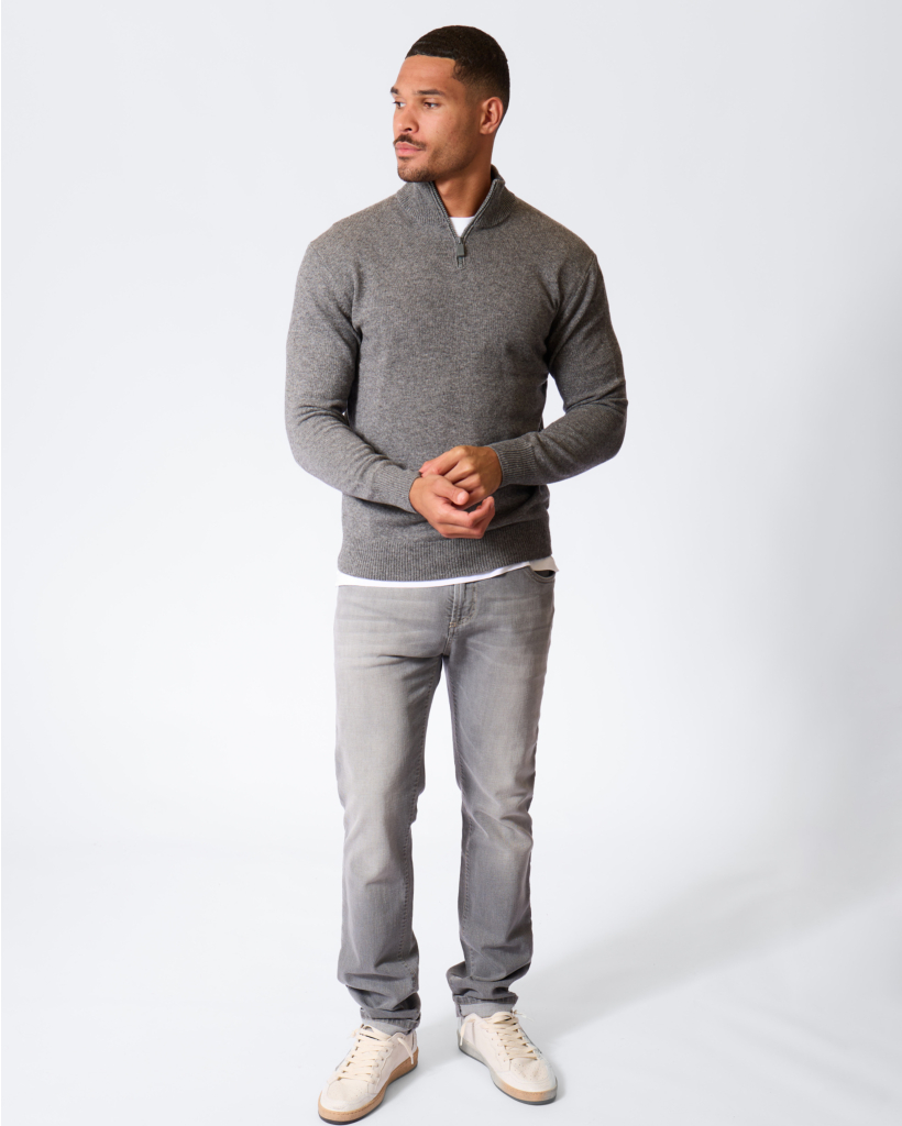 Wolblend Half-zip Knit Grijs