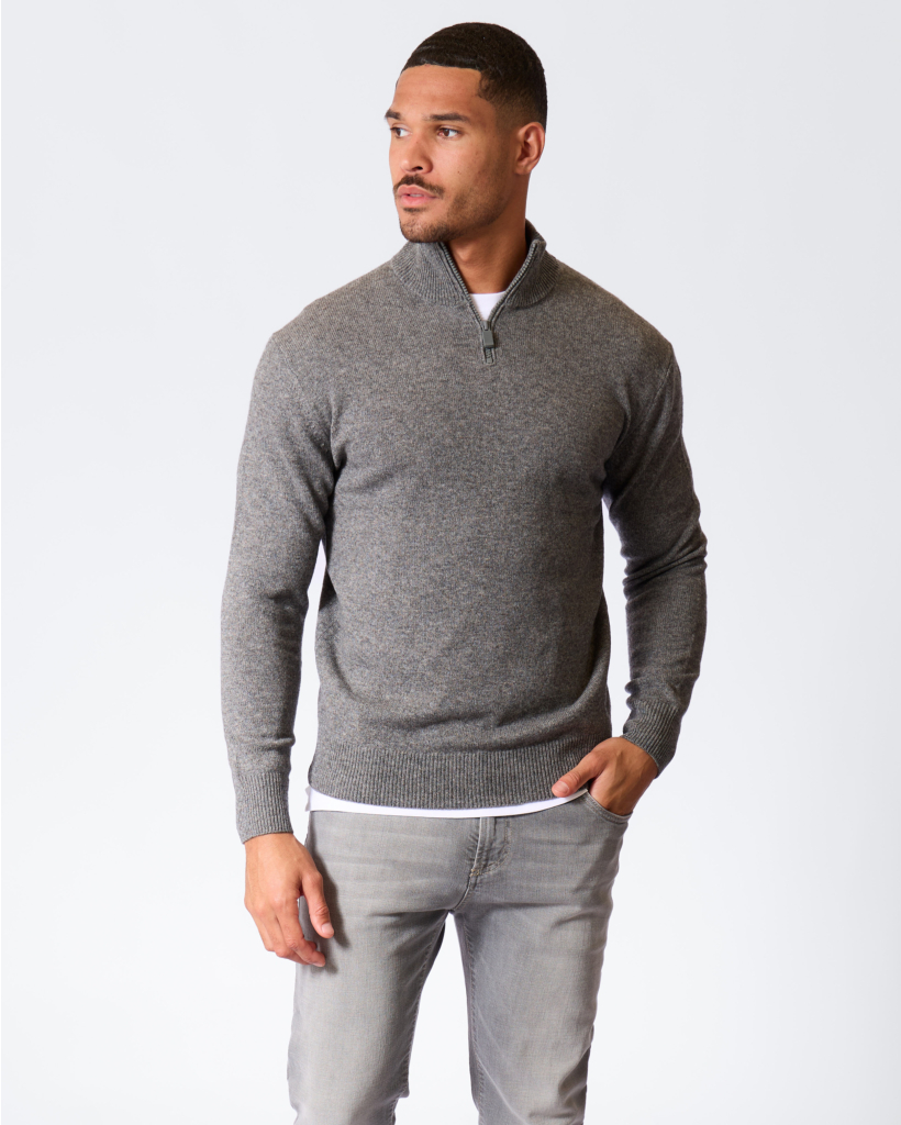 Wolblend Half-zip Knit Grijs