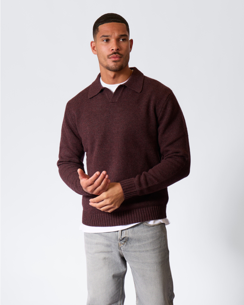 Wolblend Polo Sweater Barbera