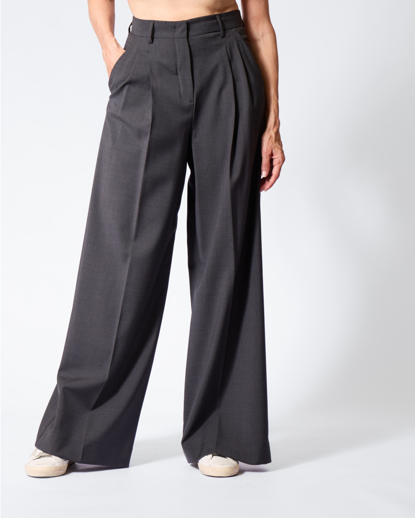 Adelfi Wollen Pantalon Donkergrijs