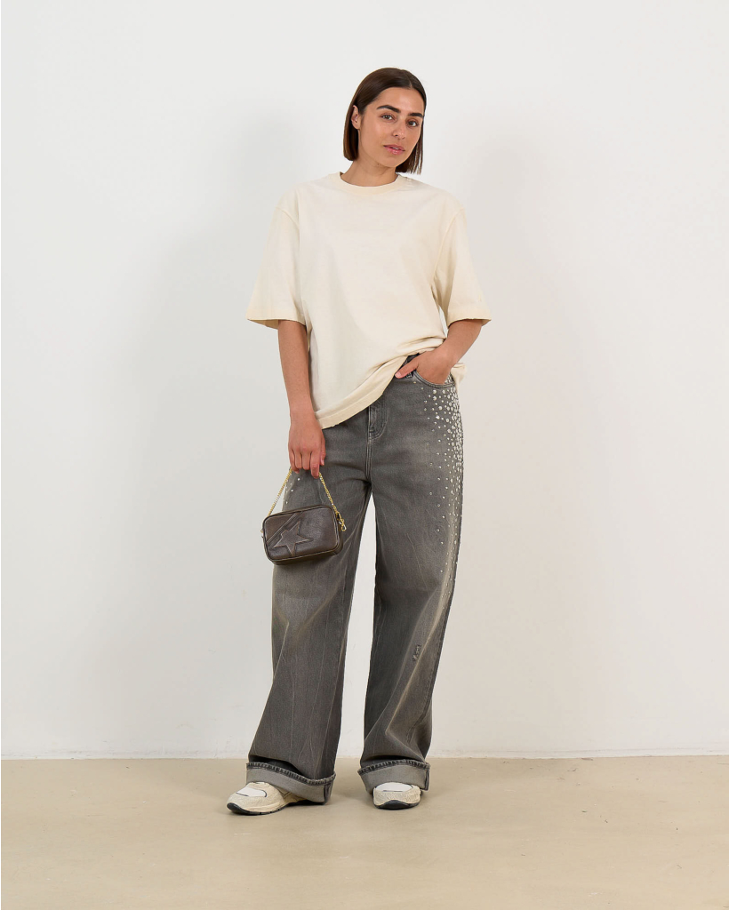 Boyfriend Jeans met Zilveren Studs Grijs