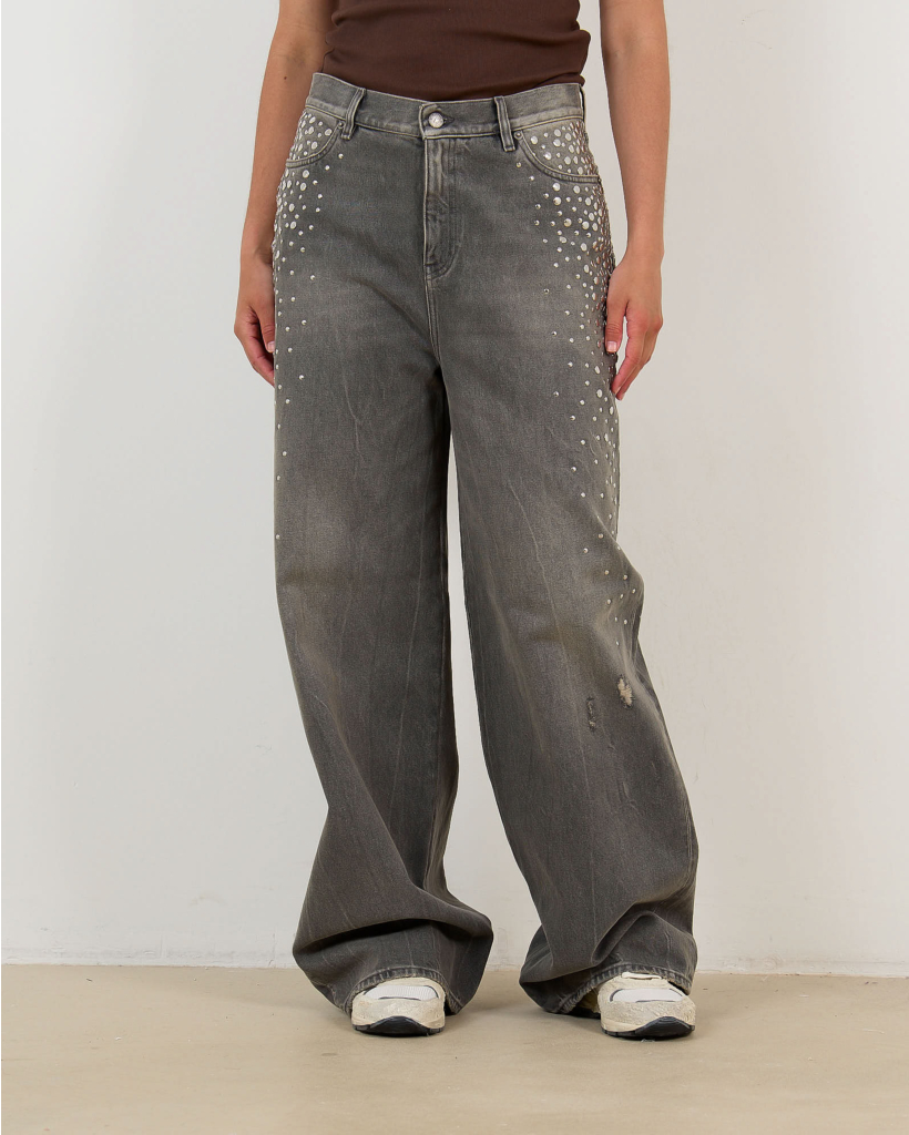 Boyfriend Jeans met Zilveren Studs Grijs
