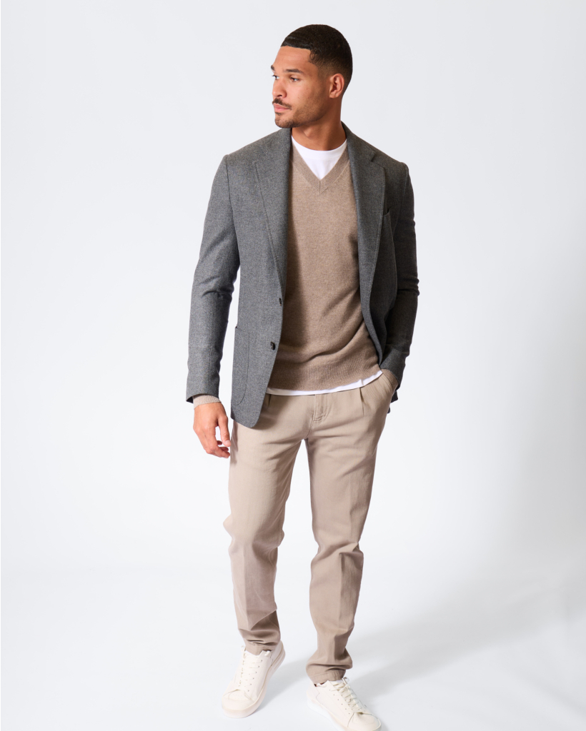 Wol/Cashmereblend V-hals Sweater Tortora