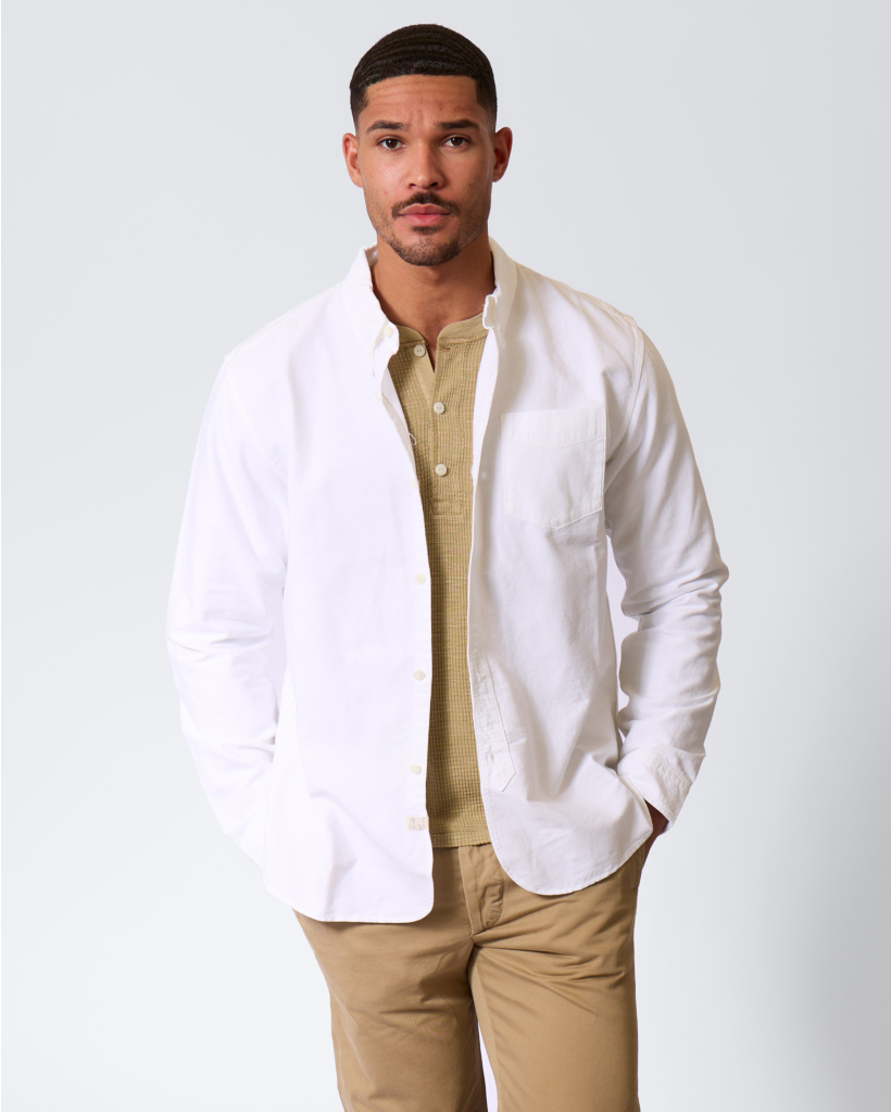 Oxford Werkoverhemd met Selvedge Details Wit