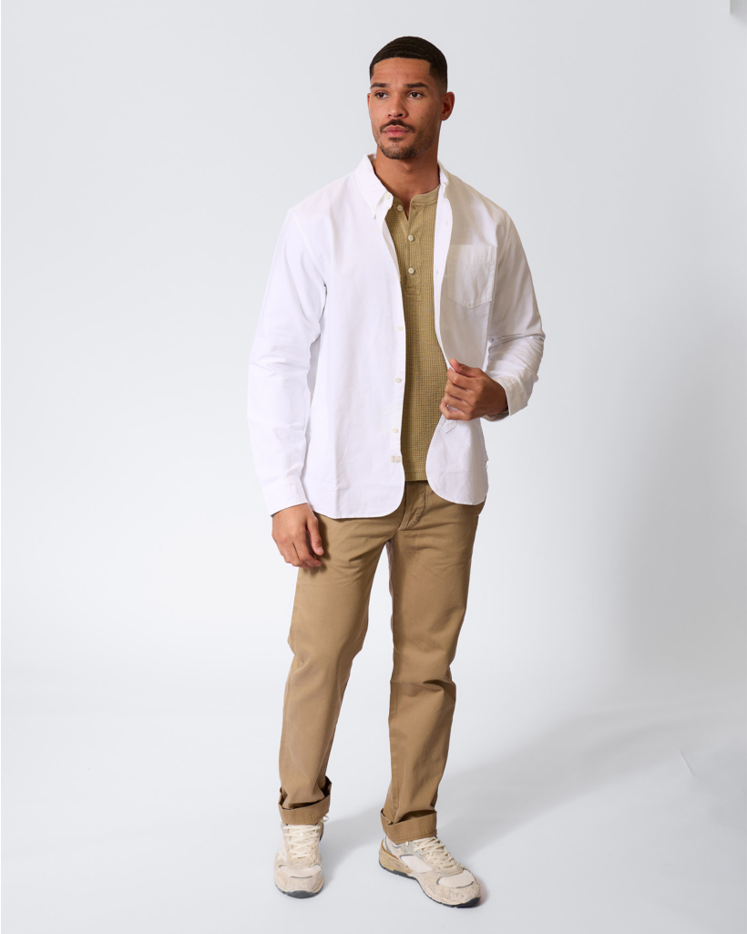 Oxford Werkoverhemd met Selvedge Details Wit