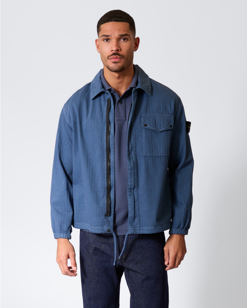 1200014 Relaxed Zip-up Overshirt Slate Blue