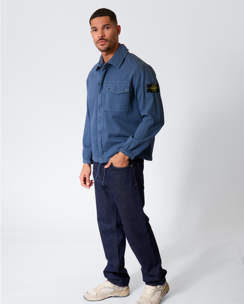 1200014 Relaxed Zip-up Overshirt Slate Blue