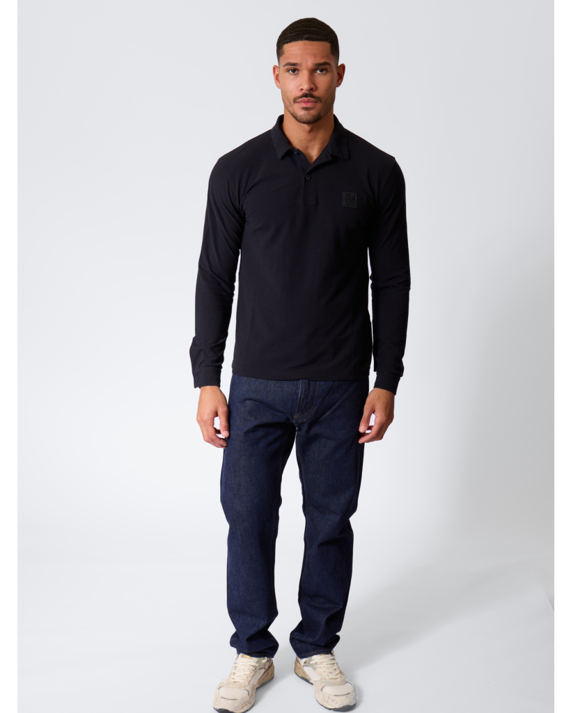 2200005 Longsleeve Polo met Patch Marine