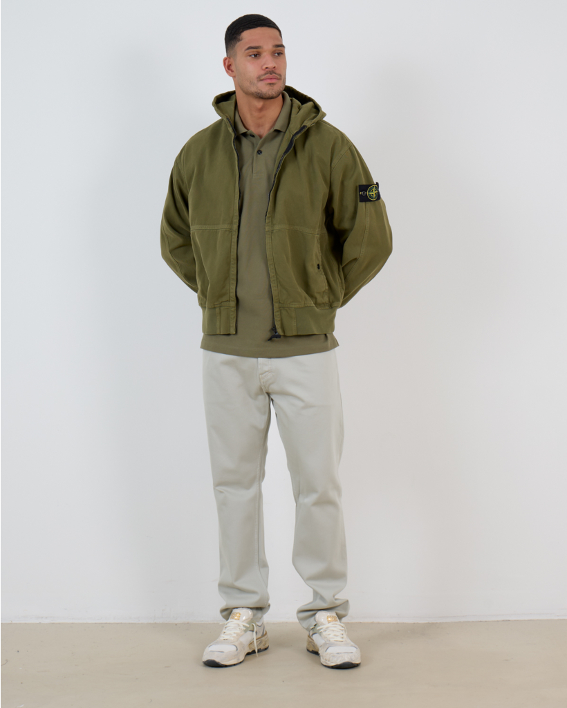6100068 Oversized Jack met Rits en Capuchon Militair Groen