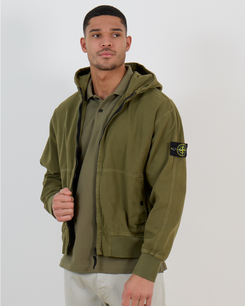 6100068 Oversized Jack met Rits en Capuchon Militair Groen