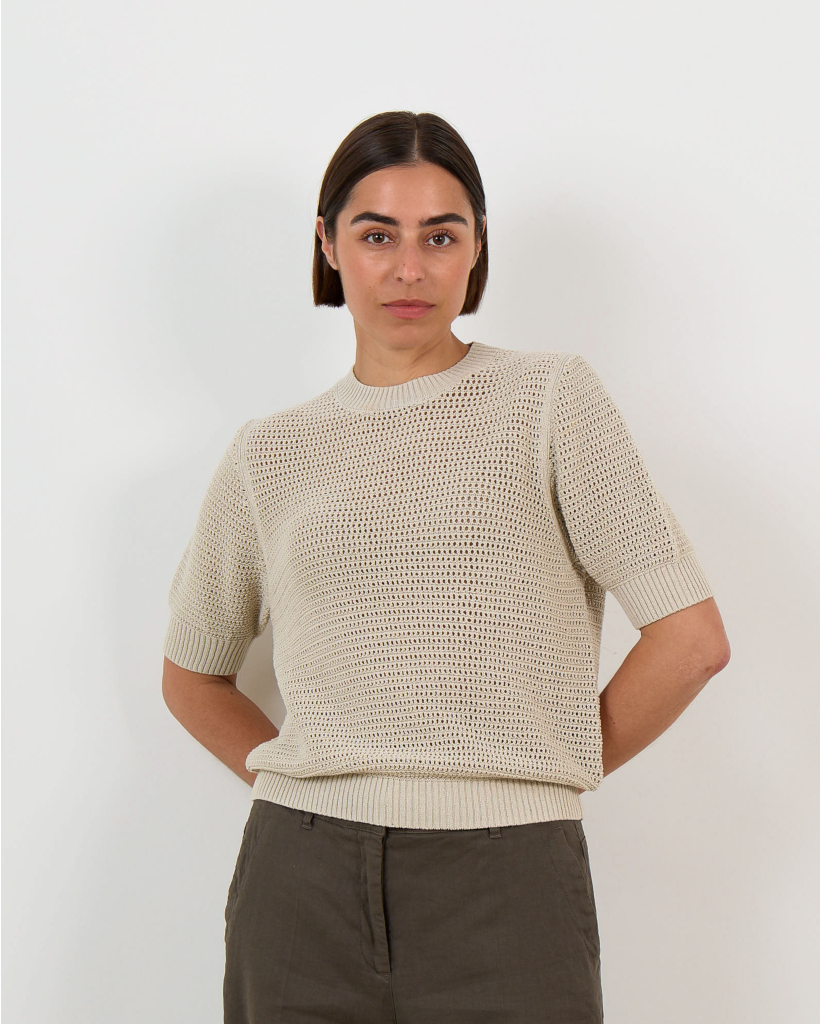 Sanidy Korte Mouw Trui Beige